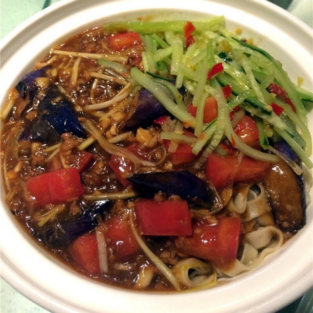 茄子肉丝打卤面