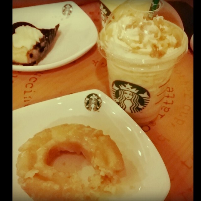 Glazed old fashioned and a caramel ribbon crunch frappe