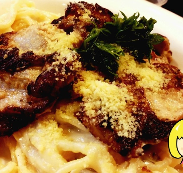 carbonara with chicken thigh