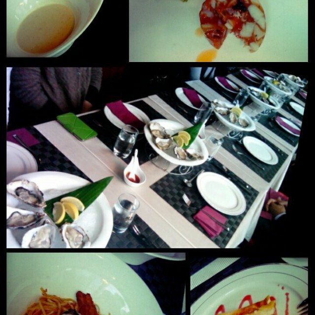 fresh oyster, soup, shrimp pasta