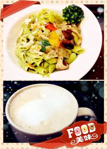 青醬雞肉尖管麵&那鐵奶茶