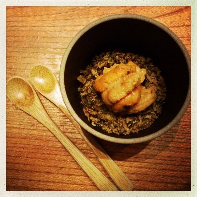 Uni, fresh nori, aonori panko