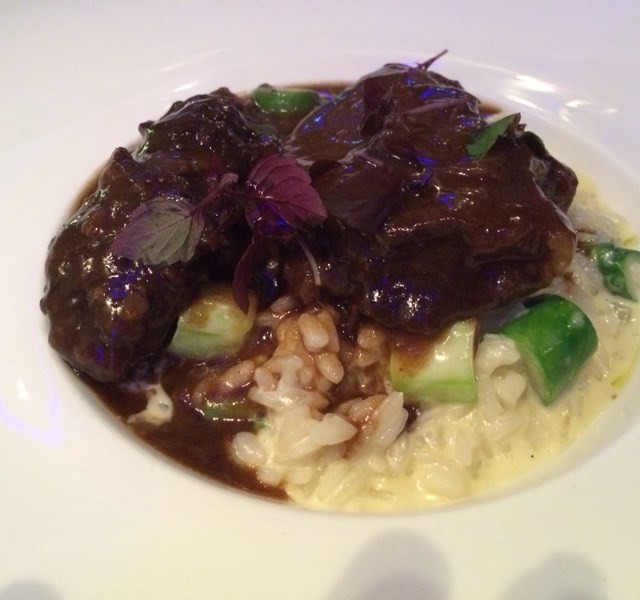 Risotto with Braised Wagyu Asparagus in Cream Sauce 
