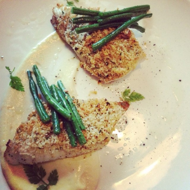 Hazelnut crust Snapper fish