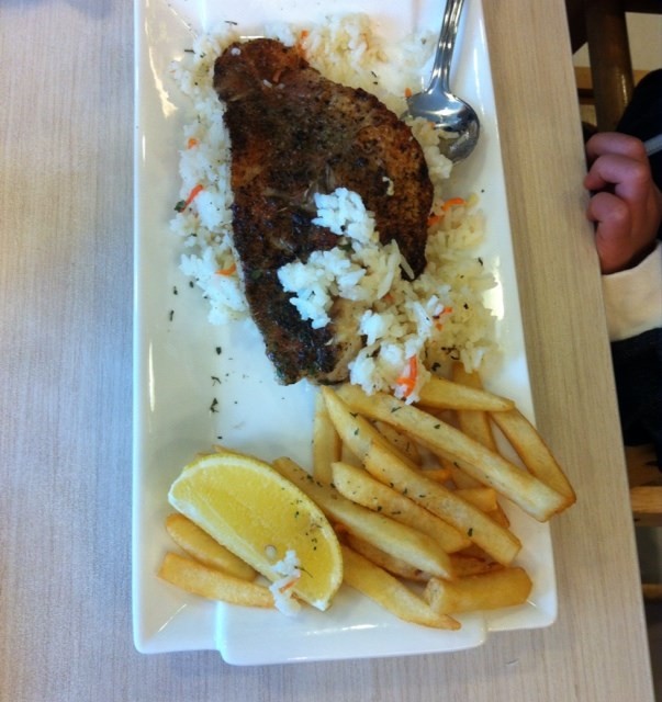 Bake red snapper with garlic rice