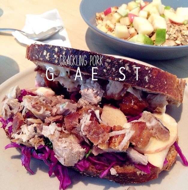 Crackling pork sandwich