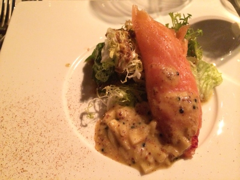 boston lobster smoked salmon with caviar passion fruit sauce