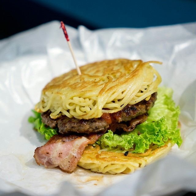 BBQ Bacon Bleu Ramen Burger