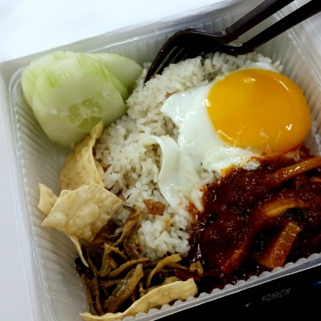 Nasi Lemak with Sambal Squid