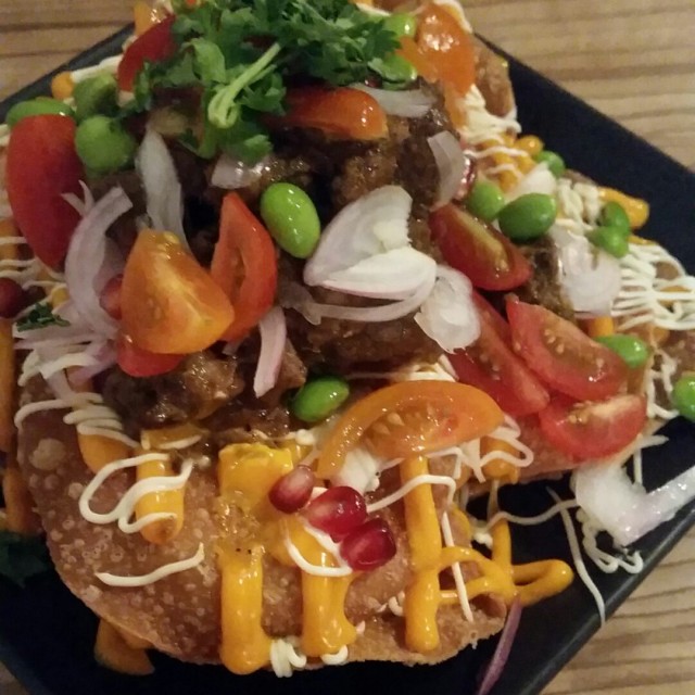 Cheese Nachos with beef redang
