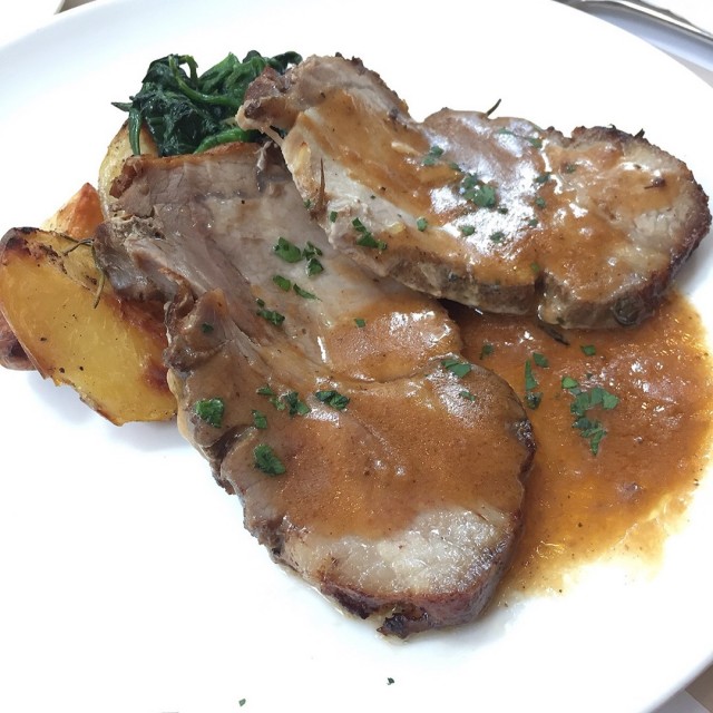 Roasted Pork with Spinach & Potato