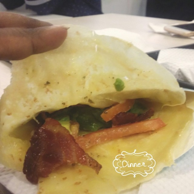 Bacon, Avocado, tomato and Cheese Crepe