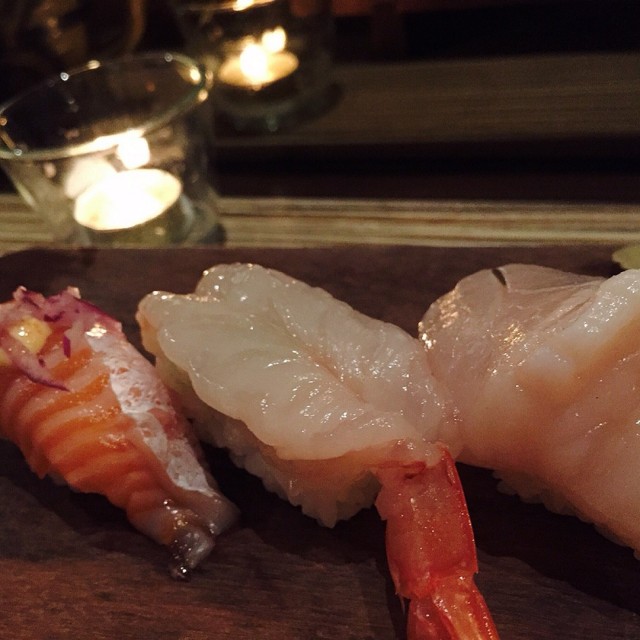單點 鮭魚腹，甜蝦，干貝
