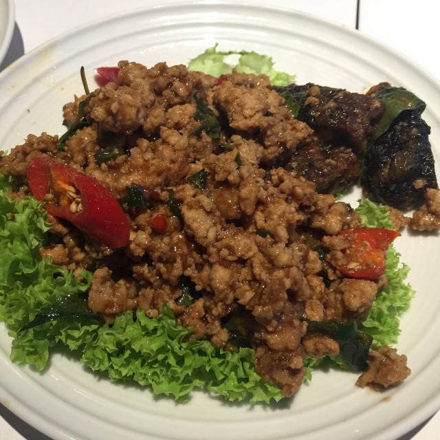 Basil Chicken with century egg