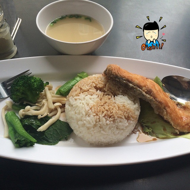 Teriyaki salmon filet with rice