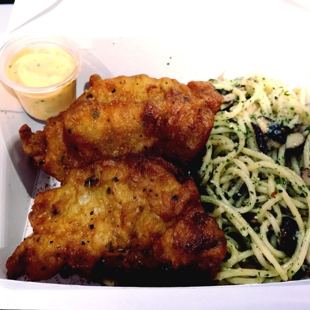 Battered Fish Aglio Olio