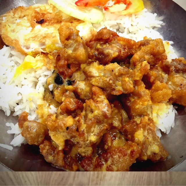 Salted Egg Chicken with Rice