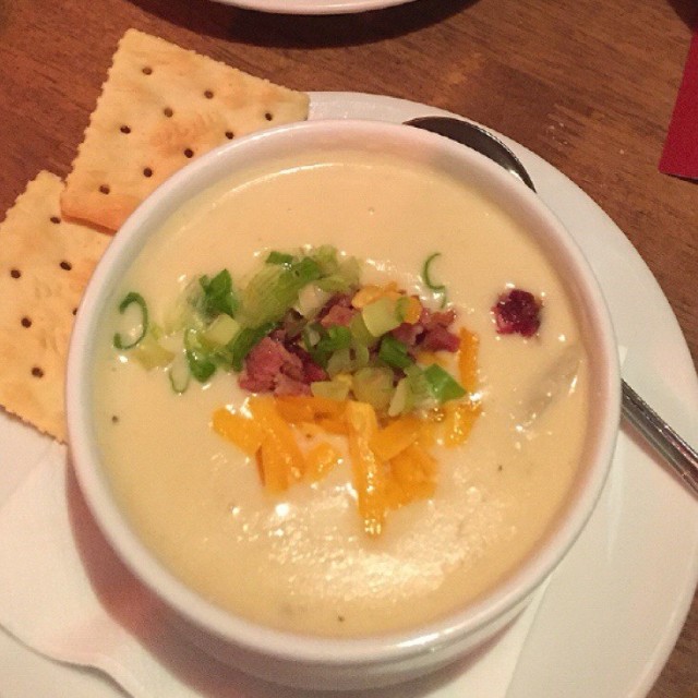 Potato Soup with Cheese and Bacon Bits