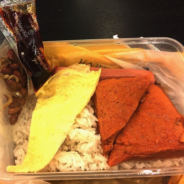 Nasi Lemak with otak and sausage