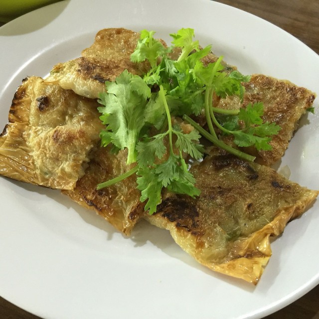 Crispy golden prawn pancake