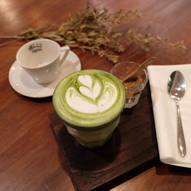 Hot matcha latte
