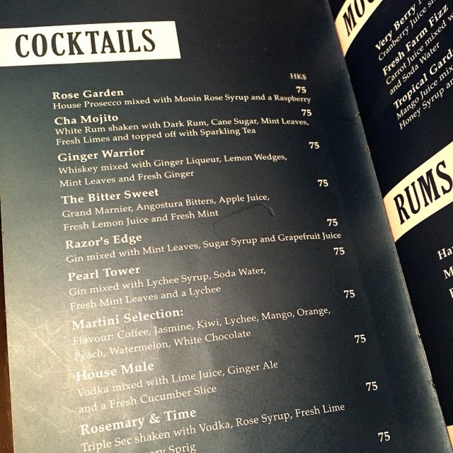 menu cocktail 