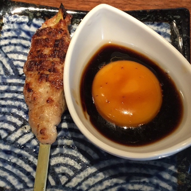 Chicken meatball with Japanese raw egg