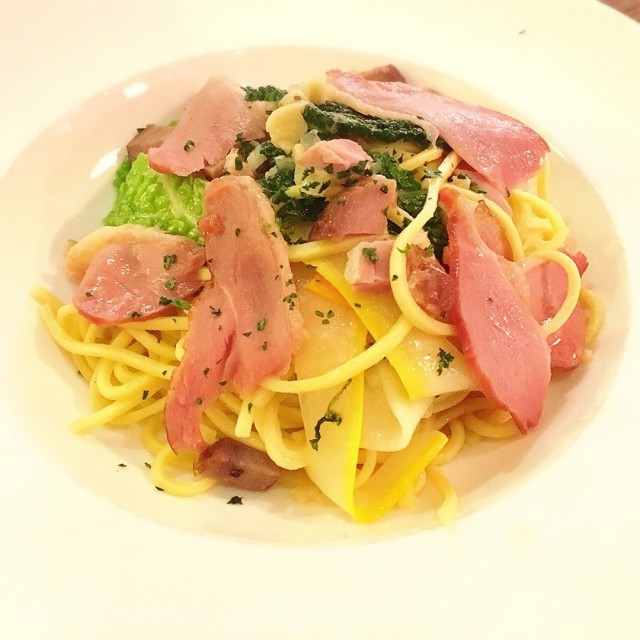 Farmer's smoked duck pasta